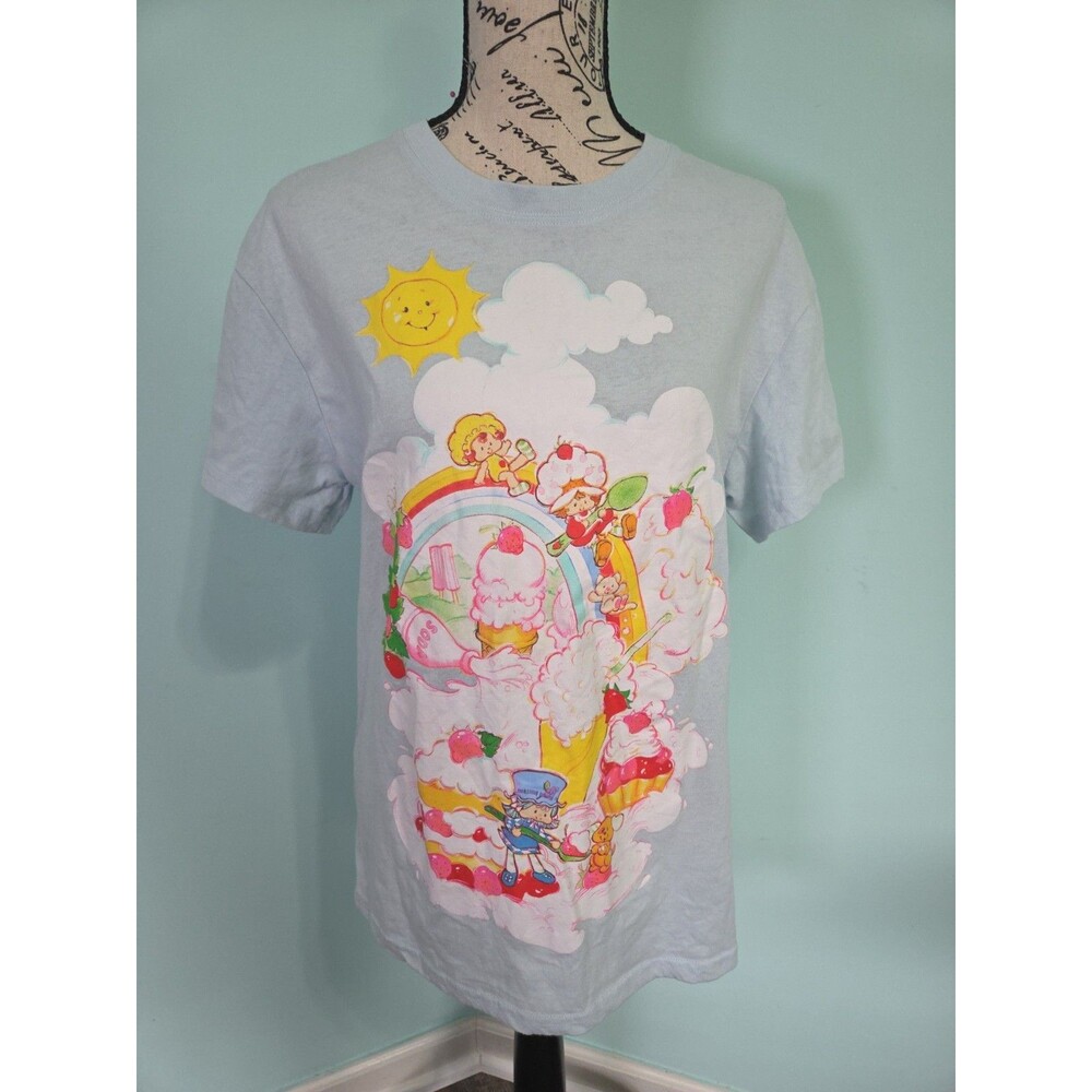 Strawberry Shortcake Shirt Graphic Tee Isaac Morris Blue medium Rainbow Cute